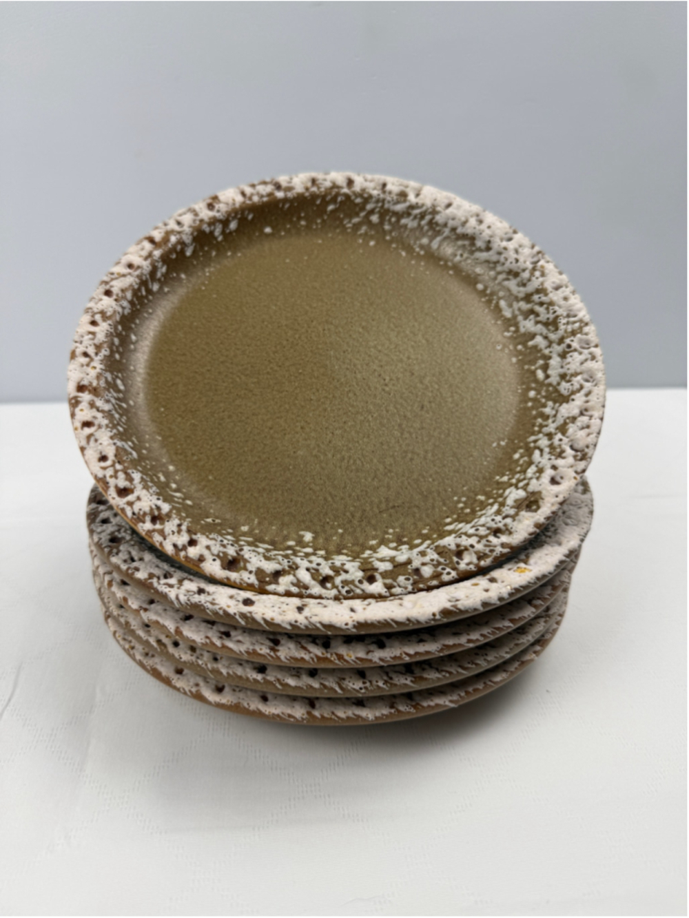 Laurentian Pottery Dinnerware Set Brown White Speckled Small Plates set of 5